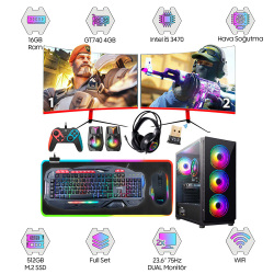 Turbox Tx3814 i5 3470 16GB Ram 512GB M.2 NVMe SSD 4GB GT740 GDDR5 23.6 75Hz Curved Çift Monitör Oem Paket