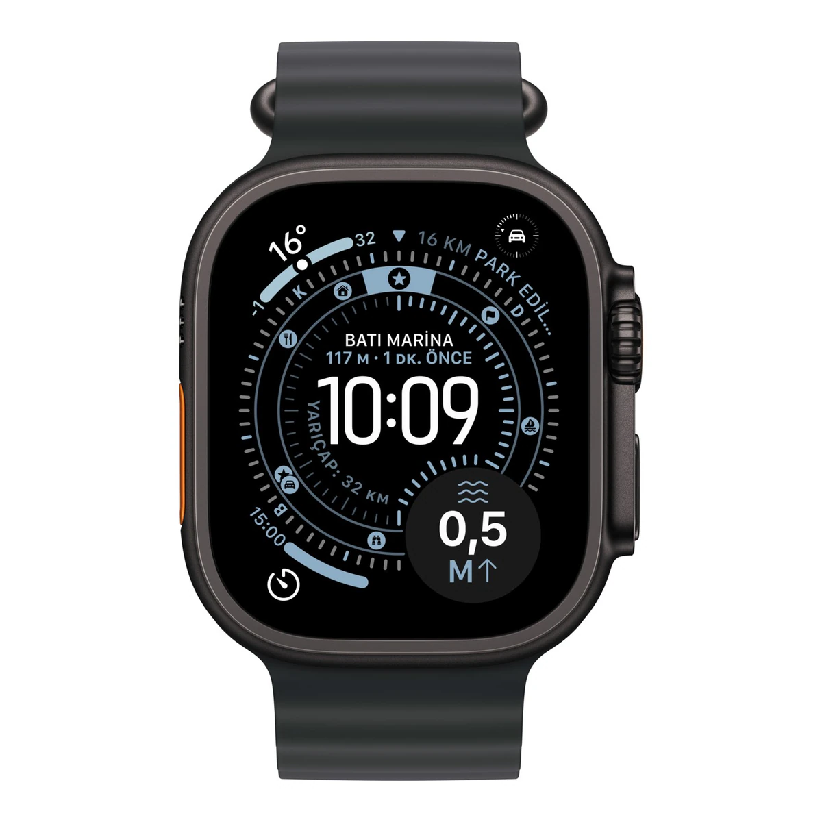 Apple Watch Ultra 3 Gps + Cellular, 49 mm Siyah Titanyum Kasa ve Siyah Ocean kordon